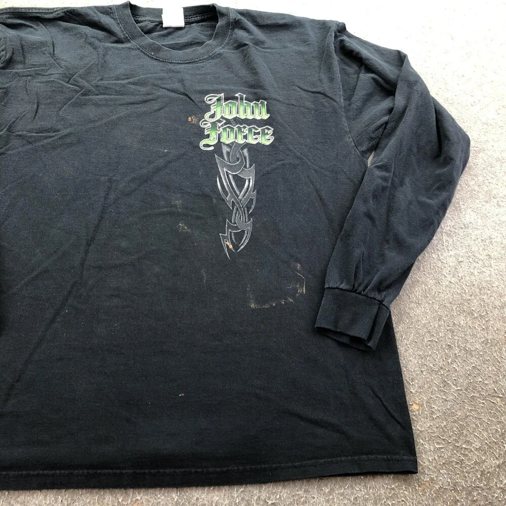 John Force Shirt Mens XL Black Racing Long Sleeve Gildan NHRA Funny Car Graphic